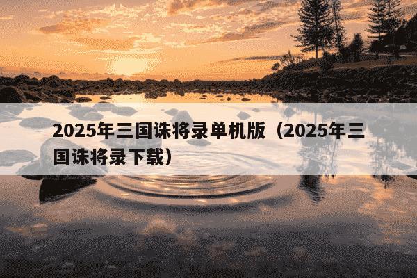 2025年三国诛将录单机版(2025年三国诛将录下载)