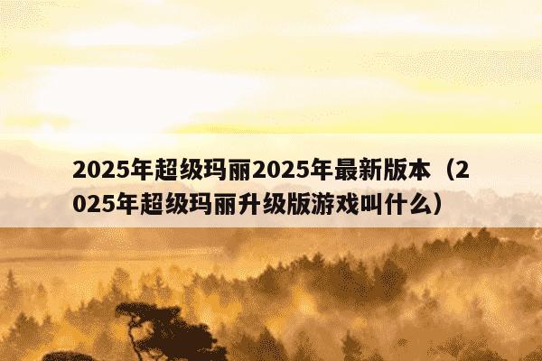 2025年超级玛丽2025年最新版本(2025年超级玛丽升级版游戏叫什么)
