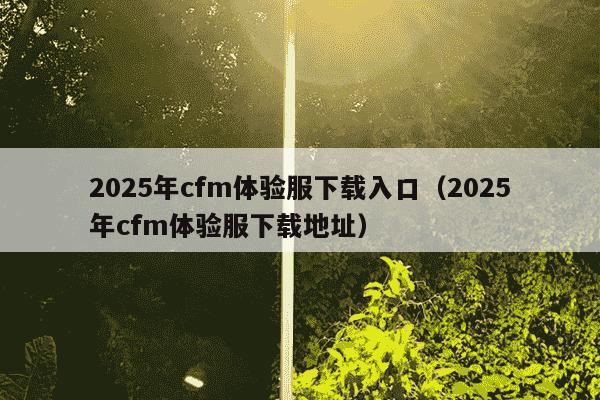 2025年cfm体验服下载入口(2025年cfm体验服下载地址)