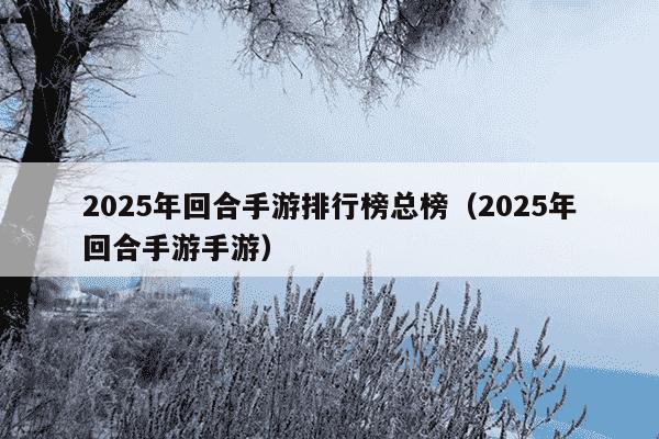 2025年回合手游排行榜总榜(2025年回合手游手游)