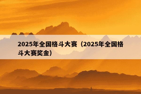 2025年全国格斗大赛(2025年全国格斗大赛奖金)