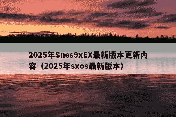 2025年Snes9xEX最新版本更新内容（2025年sxos最新版本）