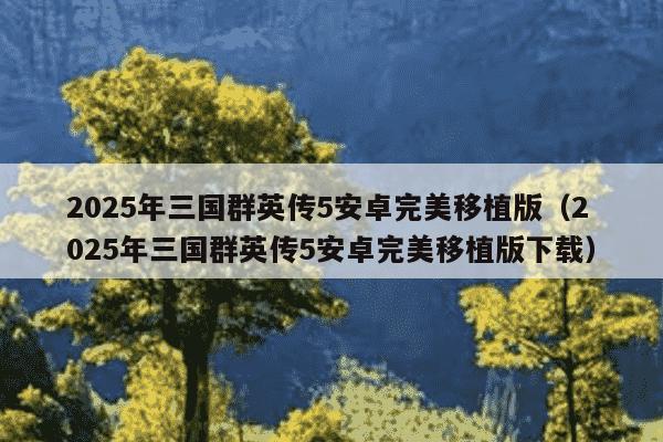 2025年三国群英传5安卓完美移植版(2025年三国群英传5安卓完美移植版下载)