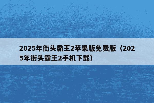 2025年街头霸王2苹果版免费版（2025年街头霸王2手机下载）