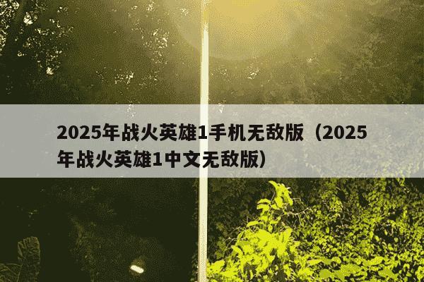 2025年战火英雄1手机无敌版(2025年战火英雄1中文无敌版)