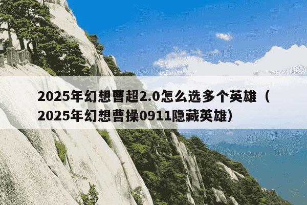 2025年幻想曹超2.0怎么选多个英雄（2025年幻想曹操0911隐藏英雄）