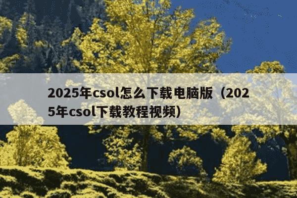 2025年csol怎么下载电脑版（2025年csol下载教程视频）