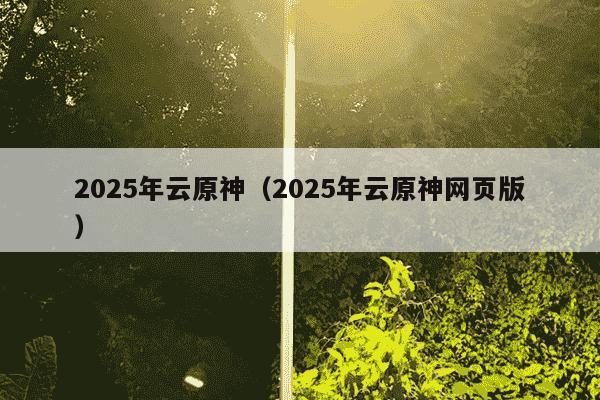 2025年云原神（2025年云原神网页版）