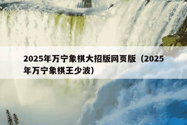 2025年万宁象棋大招版网页版（2025年万宁象棋王少波）
