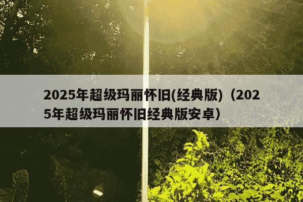 2025年超级玛丽怀旧(经典版)（2025年超级玛丽怀旧经典版安卓）