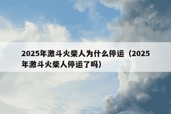 2025年激斗火柴人为什么停运（2025年激斗火柴人停运了吗）