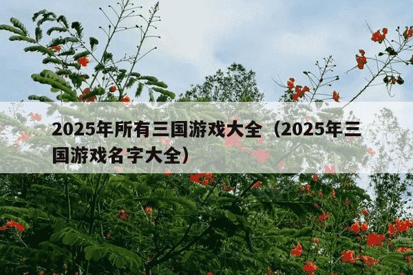2025年所有三国游戏大全（2025年三国游戏名字大全）