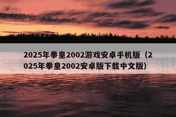 2025年拳皇2002游戏安卓手机版（2025年拳皇2002安卓版下载中文版）
