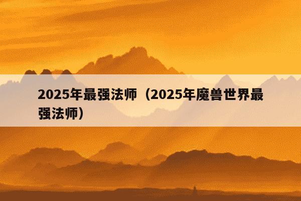 2025年最强法师（2025年魔兽世界最强法师）