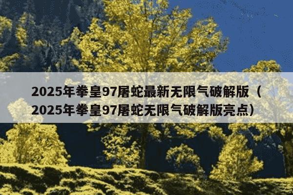 2025年拳皇97屠蛇最新无限气破解版（2025年拳皇97屠蛇无限气破解版亮点）