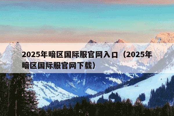 2025年暗区国际服官网入口（2025年暗区国际服官网下载）