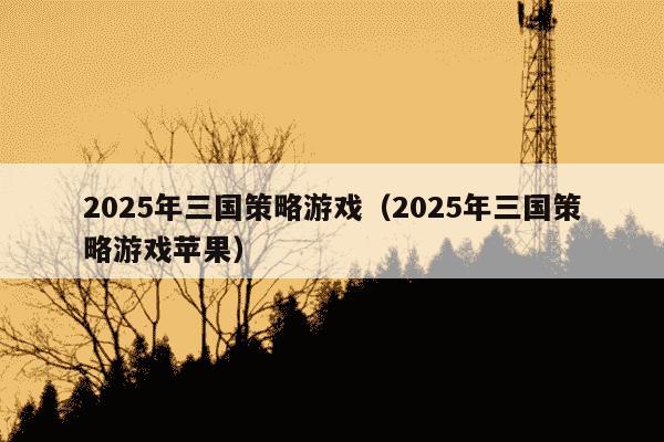2025年三国策略游戏（2025年三国策略游戏苹果）