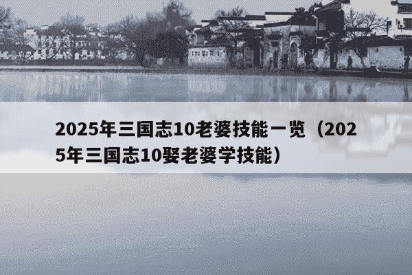 2025年三国志10老婆技能一览（2025年三国志10娶老婆学技能）
