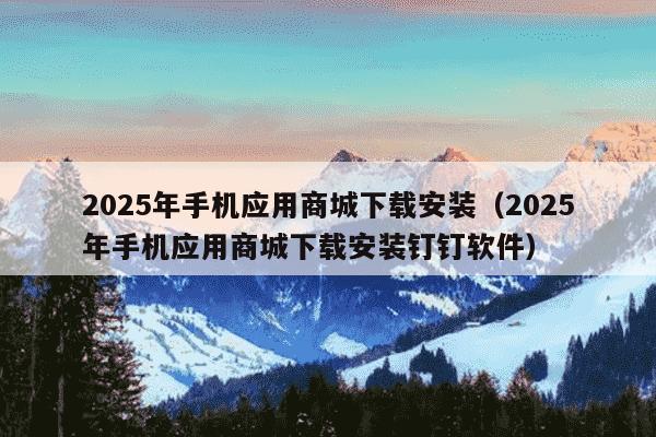 2025年手机应用商城下载安装（2025年手机应用商城下载安装钉钉软件）