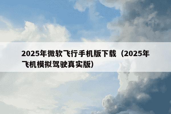 2025年微软飞行手机版下载（2025年飞机模拟驾驶真实版）