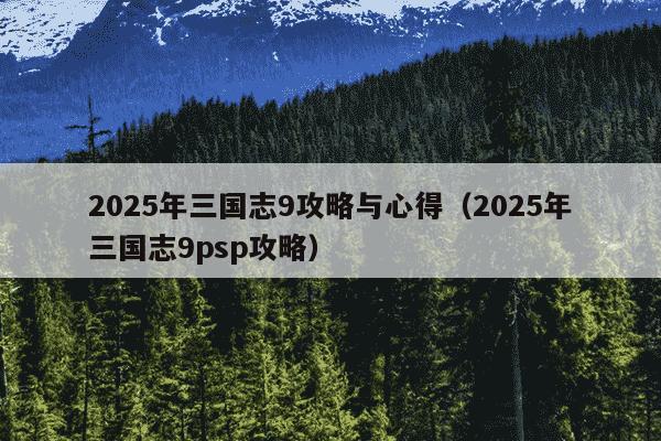 2025年三国志9攻略与心得（2025年三国志9psp攻略）