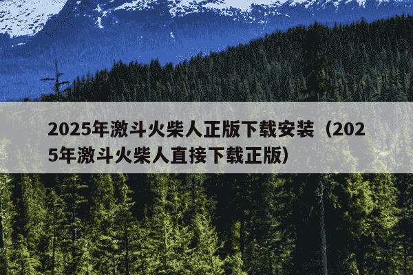 2025年激斗火柴人正版下载安装（2025年激斗火柴人直接下载正版）