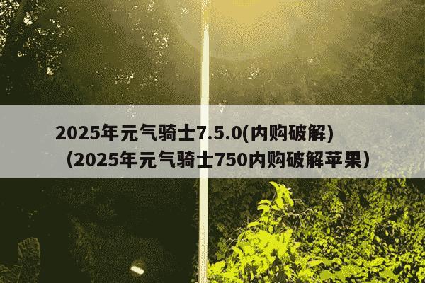 2025年元气骑士7.5.0(内购破解)（2025年元气骑士750内购破解苹果）