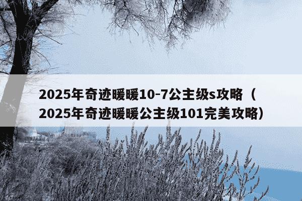 2025年奇迹暖暖10-7公主级s攻略（2025年奇迹暖暖公主级101完美攻略）
