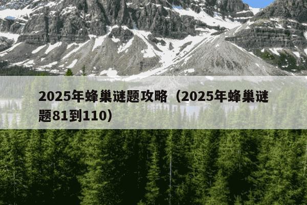 2025年蜂巢谜题攻略（2025年蜂巢谜题81到110）