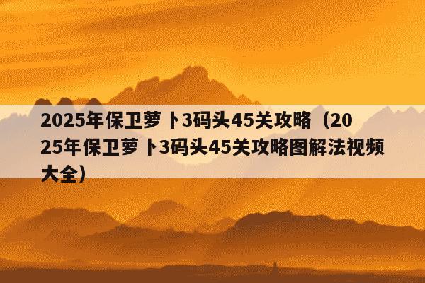 2025年保卫萝卜3码头45关攻略(2025年保卫萝卜3码头45关攻略图解法视频大全)