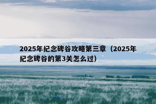 2025年纪念碑谷攻略第三章（2025年纪念碑谷的第3关怎么过）