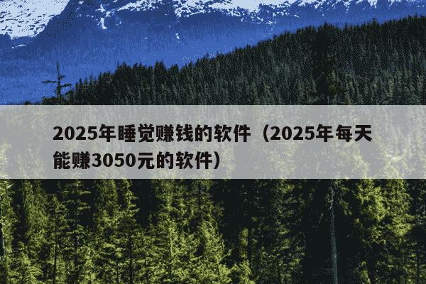 2025年睡觉赚钱的软件（2025年每天能赚3050元的软件）