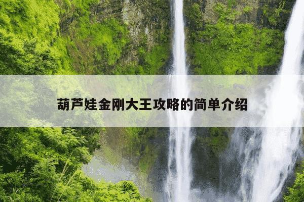 葫芦娃金刚大王攻略的简单介绍