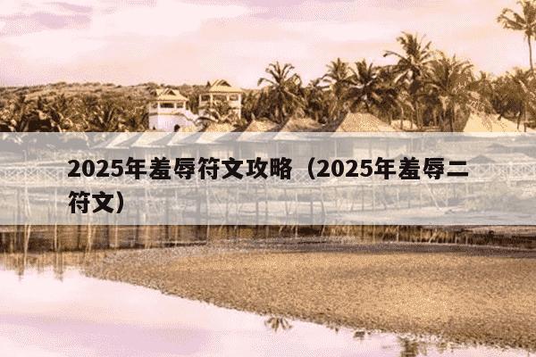 2025年羞辱符文攻略（2025年羞辱二符文）