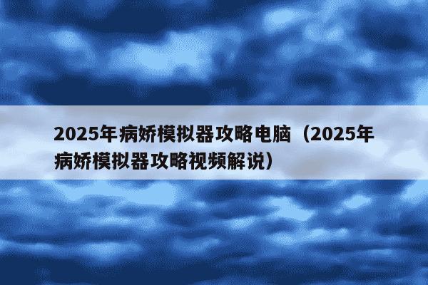 2025年病娇模拟器攻略电脑(2025年病娇模拟器攻略视频解说)
