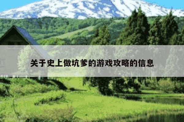 关于史上做坑爹的游戏攻略的信息