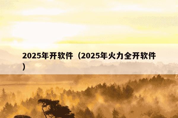 2025年开软件（2025年火力全开软件）