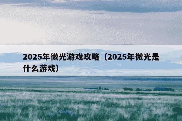 2025年微光游戏攻略（2025年微光是什么游戏）