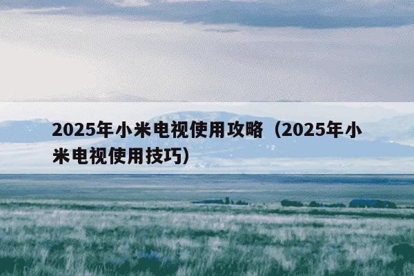 2025年小米电视使用攻略(2025年小米电视使用技巧)