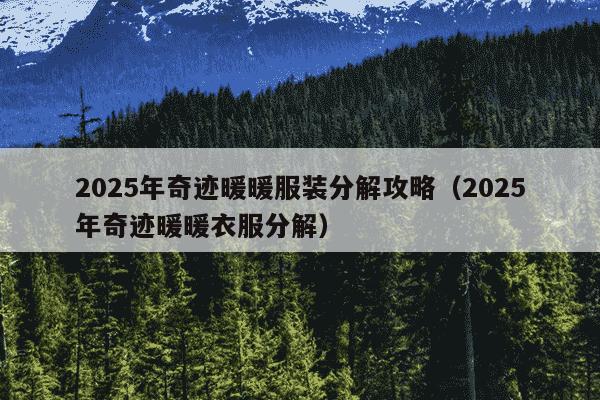 2025年奇迹暖暖服装分解攻略(2025年奇迹暖暖衣服分解)