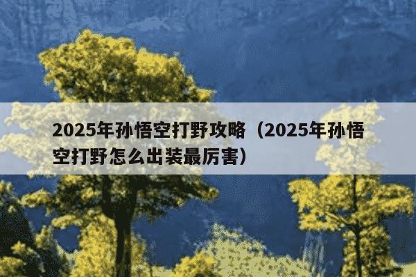 2025年孙悟空打野攻略(2025年孙悟空打野怎么出装最厉害)