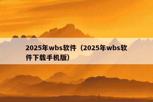 2025年wbs软件（2025年wbs软件下载手机版）