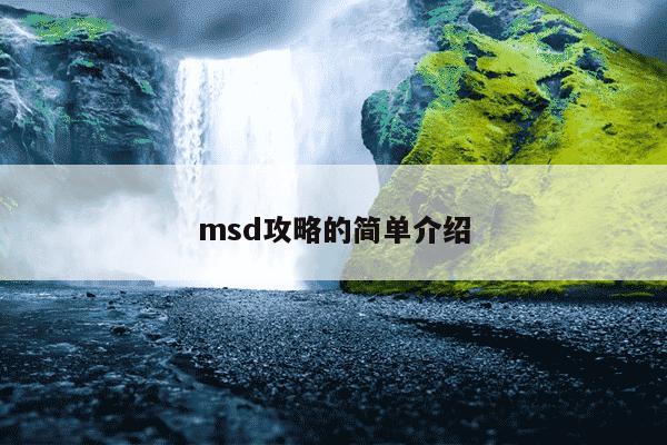 msd攻略的简单介绍