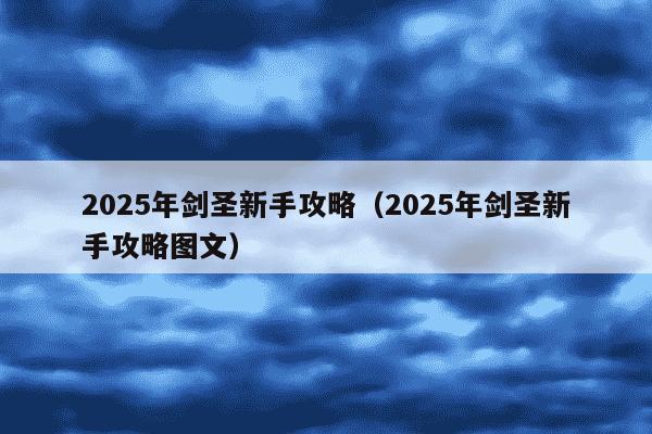 2025年剑圣新手攻略（2025年剑圣新手攻略图文）