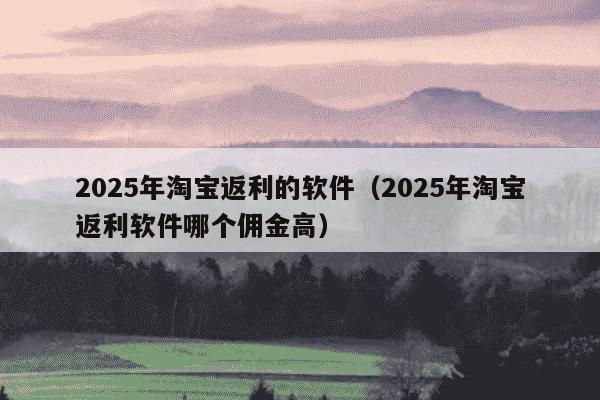 2025年淘宝返利的软件（2025年淘宝返利软件哪个佣金高）
