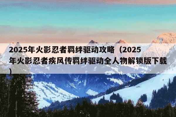 2025年火影忍者羁绊驱动攻略(2025年火影忍者疾风传羁绊驱动全人物解锁版下载)