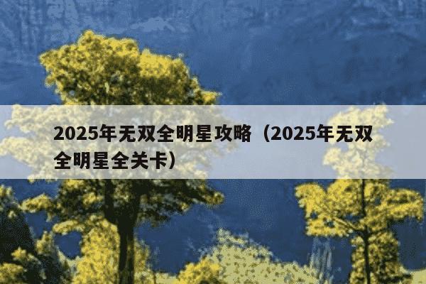2025年无双全明星攻略（2025年无双全明星全关卡）