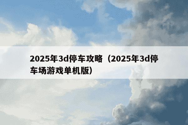 2025年3d停车攻略（2025年3d停车场游戏单机版）