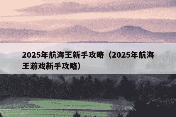 2025年航海王新手攻略(2025年航海王游戏新手攻略)