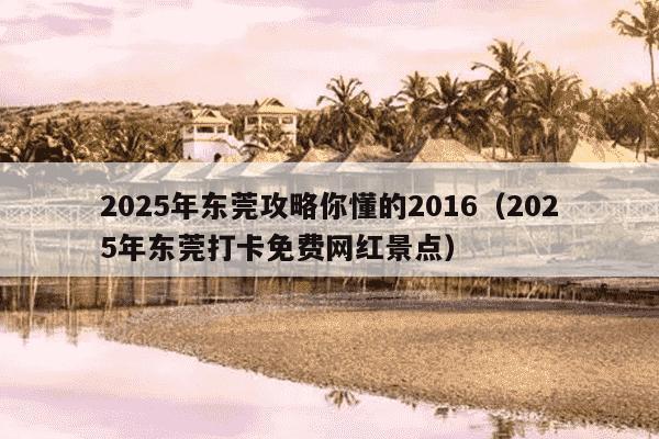 2025年东莞攻略你懂的2016（2025年东莞打卡免费网红景点）